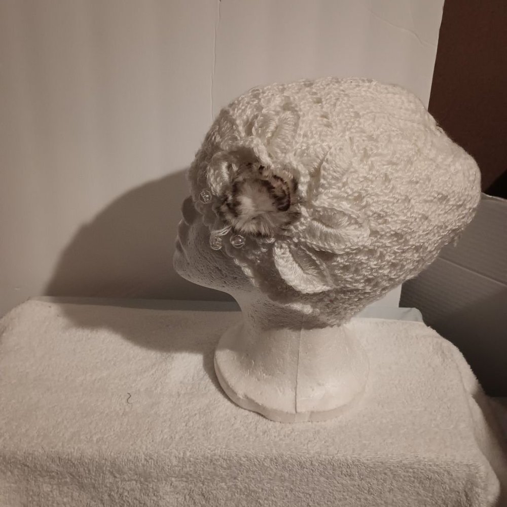 SUMMER CLEARANCE --  IVORY KNIT HAT FOR SPECIAL EVENTS